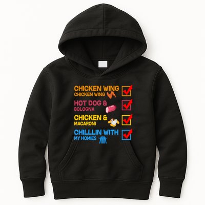 Chicken Wing Hot Dog Macaroni Chillin With My Homies Kids Hoodie