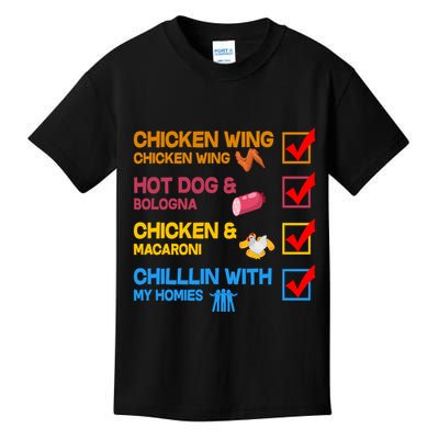 Chicken Wing Hot Dog Macaroni Chillin With My Homies Kids T-Shirt