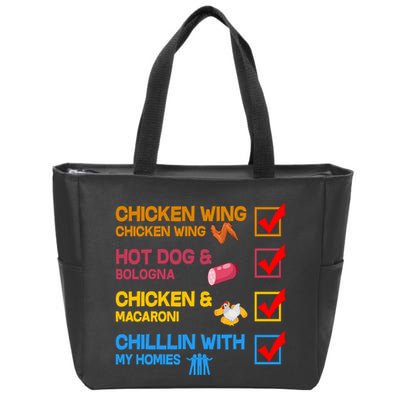 Chicken Wing Hot Dog Macaroni Chillin With My Homies Zip Tote Bag
