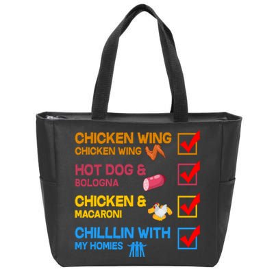 Chicken Wing Hot Dog Macaroni Chillin With My Homies Zip Tote Bag