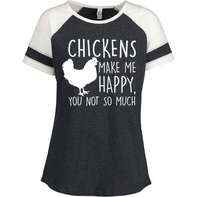 Chickens Make Me Happy, You Not So Much Funny Enza Ladies Jersey Colorblock Tee