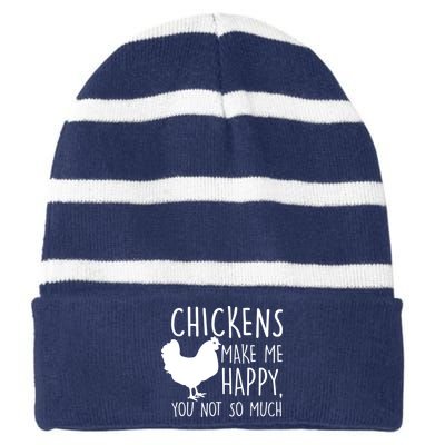 Chickens Make Me Happy, You Not So Much Funny Striped Beanie with Solid Band