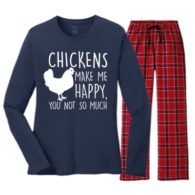 Chickens Make Me Happy, You Not So Much Funny Women's Long Sleeve Flannel Pajama Set 