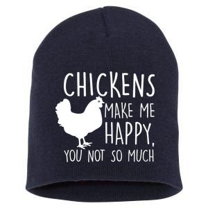 Chickens Make Me Happy, You Not So Much Funny Short Acrylic Beanie