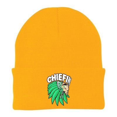 Chiefin Smoke Weed Native American Knit Cap Winter Beanie