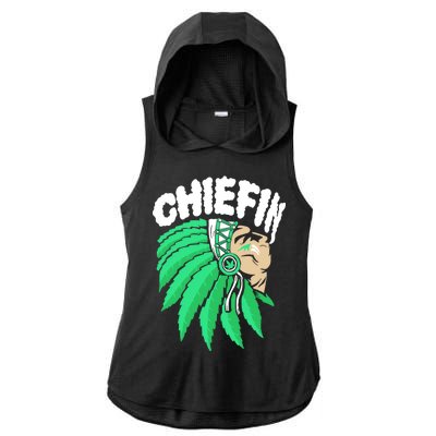 Chiefin Smoke Weed Native American Ladies PosiCharge Tri-Blend Wicking Draft Hoodie Tank