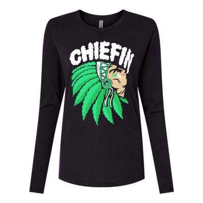 Chiefin Smoke Weed Native American Womens Cotton Relaxed Long Sleeve T-Shirt