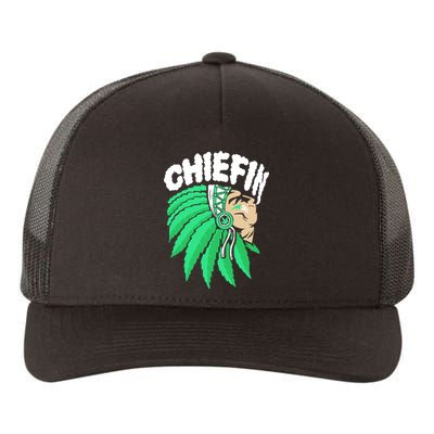 Chiefin Smoke Weed Native American Yupoong Adult 5-Panel Trucker Hat