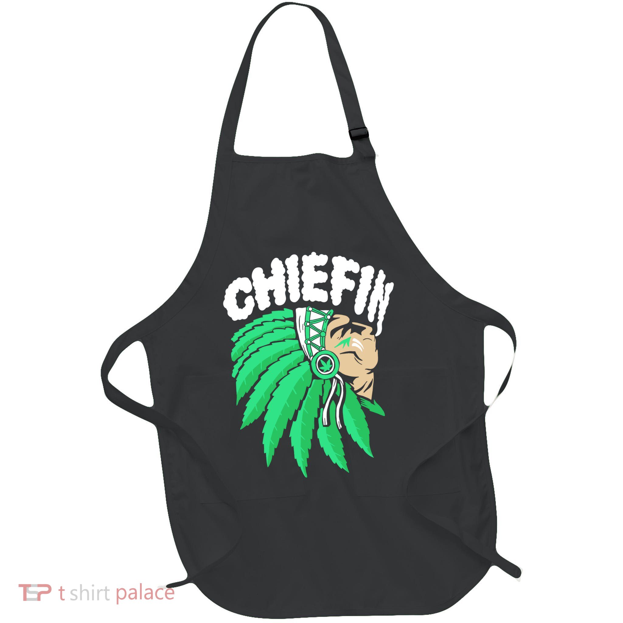 Chiefin Smoke Weed Native American Full-Length Apron With Pockets