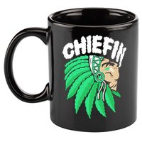 Chiefin Smoke Weed Native American 11oz C Handle Ceramic Mug