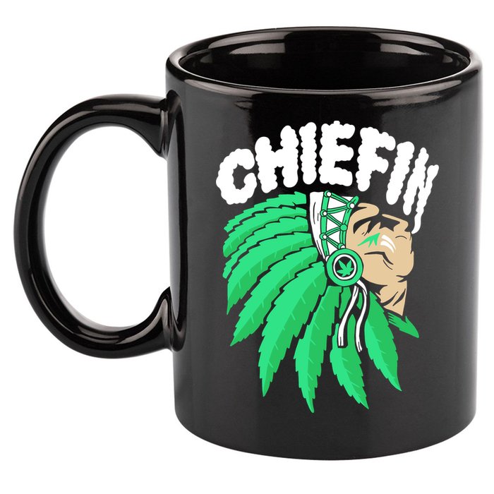 Chiefin Smoke Weed Native American 11oz C Handle Ceramic Mug