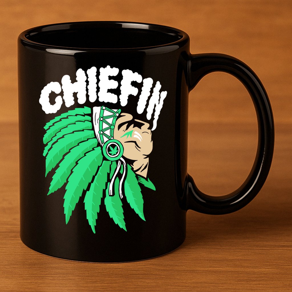 Chiefin Smoke Weed Native American 11oz C Handle Ceramic Mug