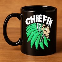 Chiefin Smoke Weed Native American 11oz C Handle Ceramic Mug