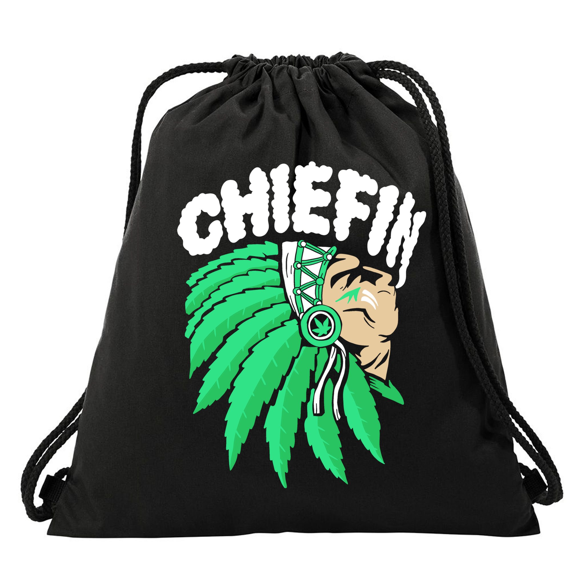 Chiefin Smoke Weed Native American Drawstring Bag