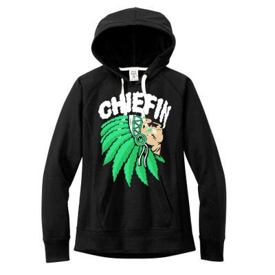 Chiefin Smoke Weed Native American Women's Fleece Hoodie