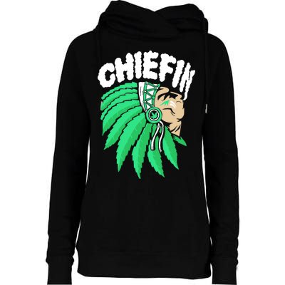 Chiefin Smoke Weed Native American Womens Funnel Neck Pullover Hood