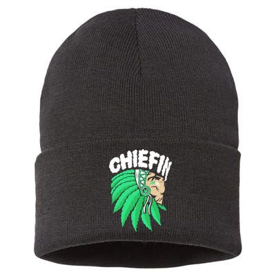 Chiefin Smoke Weed Native American Sustainable Knit Beanie