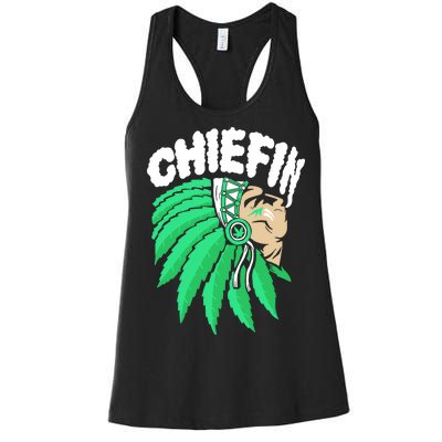 Chiefin Smoke Weed Native American Women's Racerback Tank