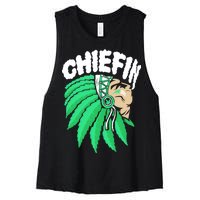 Chiefin Smoke Weed Native American Women's Racerback Cropped Tank