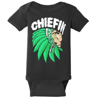 Chiefin Smoke Weed Native American Baby Bodysuit