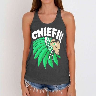 Chiefin Smoke Weed Native American Women's Knotted Racerback Tank