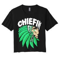 Chiefin Smoke Weed Native American Women's Crop Top Tee