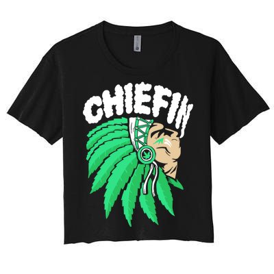 Chiefin Smoke Weed Native American Women's Crop Top Tee