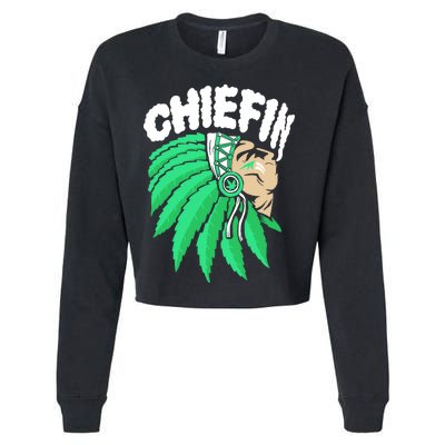 Chiefin Smoke Weed Native American Cropped Pullover Crew