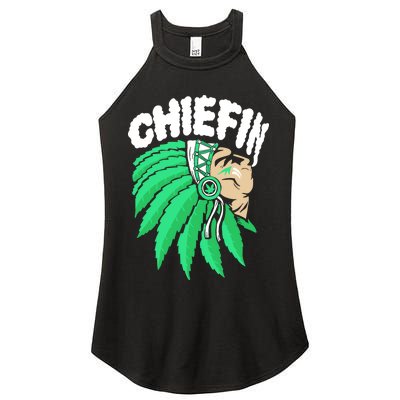 Chiefin Smoke Weed Native American Women’s Perfect Tri Rocker Tank