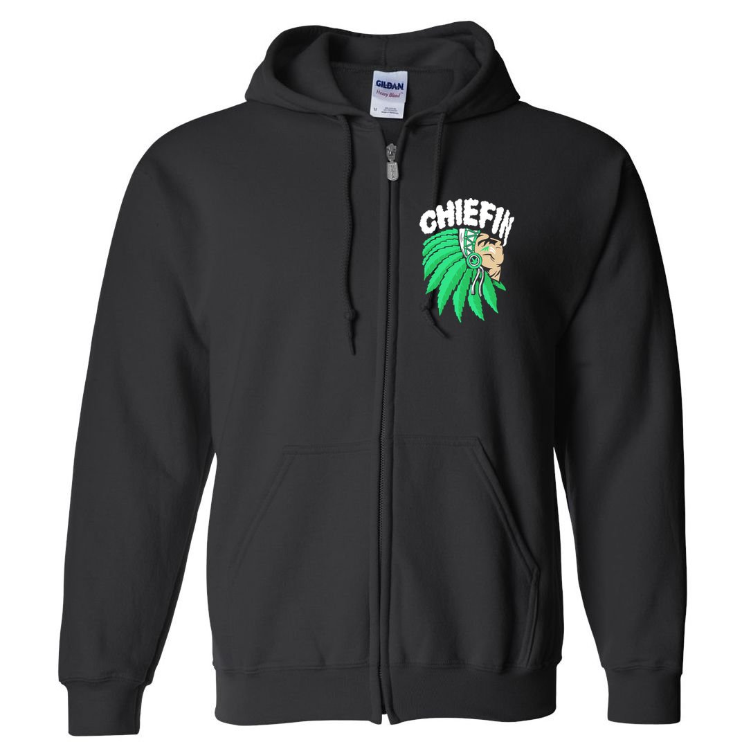 Chiefin Smoke Weed Native American Full Zip Hoodie