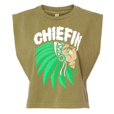 Chiefin Smoke Weed Native American Garment-Dyed Women's Muscle Tee