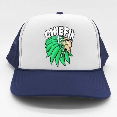 Chiefin Smoke Weed Native American Trucker Hat