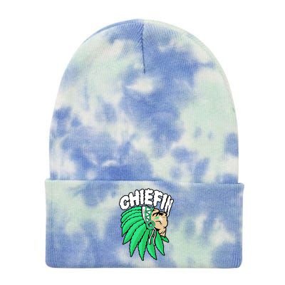 Chiefin Smoke Weed Native American Tie Dye 12in Knit Beanie