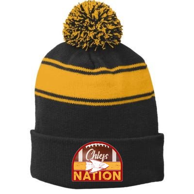 Chiefs Nation Football Stripe Pom Pom Beanie