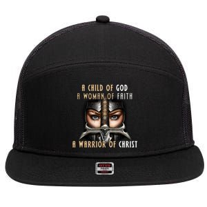 Child of God Woman of Faith Warrior Of Christ 7 Panel Mesh Trucker Snapback Hat