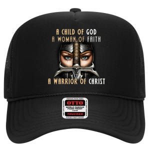 Child of God Woman of Faith Warrior Of Christ High Crown Mesh Back Trucker Hat