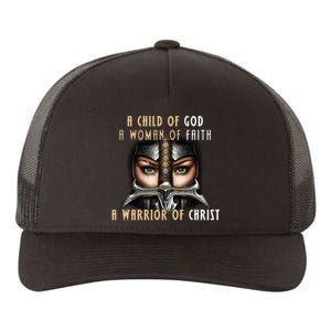 Child of God Woman of Faith Warrior Of Christ Yupoong Adult 5-Panel Trucker Hat