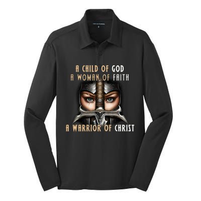 Child of God Woman of Faith Warrior Of Christ Silk Touch Performance Long Sleeve Polo