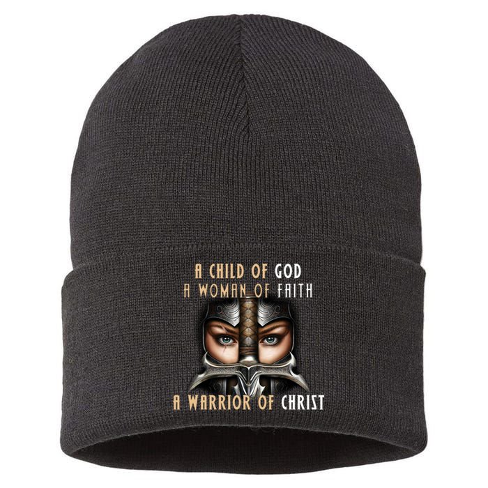 Child of God Woman of Faith Warrior Of Christ Sustainable Knit Beanie