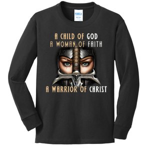 Child of God Woman of Faith Warrior Of Christ Kids Long Sleeve Shirt