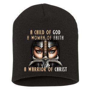 Child of God Woman of Faith Warrior Of Christ Short Acrylic Beanie