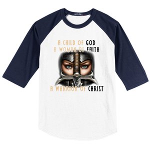 Child of God Woman of Faith Warrior Of Christ Baseball Sleeve Shirt