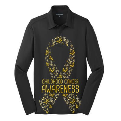 Childhood Cancer Awareness Silk Touch Performance Long Sleeve Polo