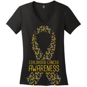 Childhood Cancer Awareness Women's V-Neck T-Shirt