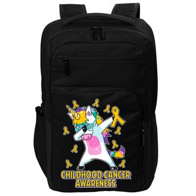 Childhood Cancer Awareness Dabbing Unicorn Impact Tech Backpack