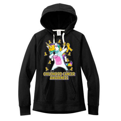 Childhood Cancer Awareness Dabbing Unicorn Women's Fleece Hoodie