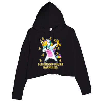 Childhood Cancer Awareness Dabbing Unicorn Crop Fleece Hoodie