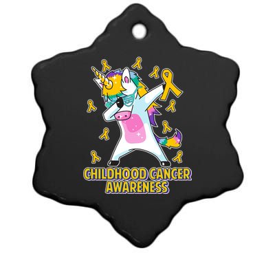 Childhood Cancer Awareness Dabbing Unicorn Ceramic Star Ornament