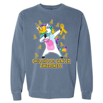 Childhood Cancer Awareness Dabbing Unicorn Garment-Dyed Sweatshirt