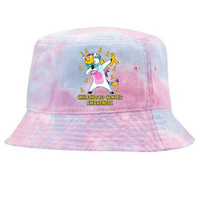 Childhood Cancer Awareness Dabbing Unicorn Tie-Dyed Bucket Hat